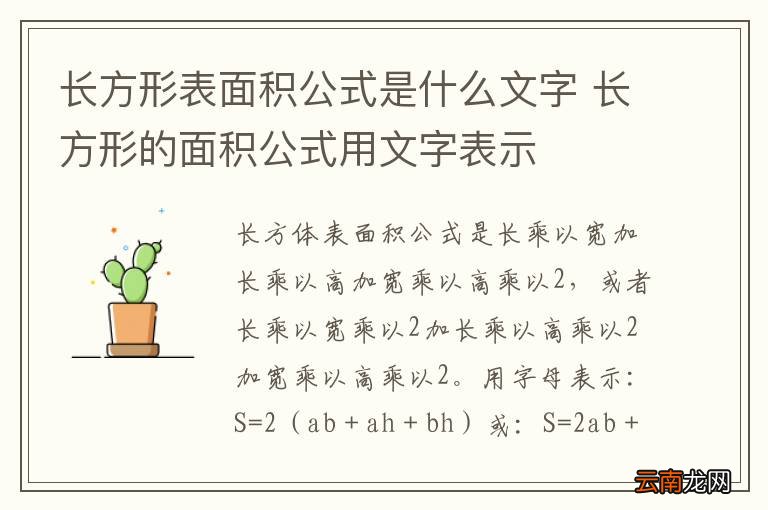 长方形表面积公式是什么文字 长方形的面积公式用文字表示