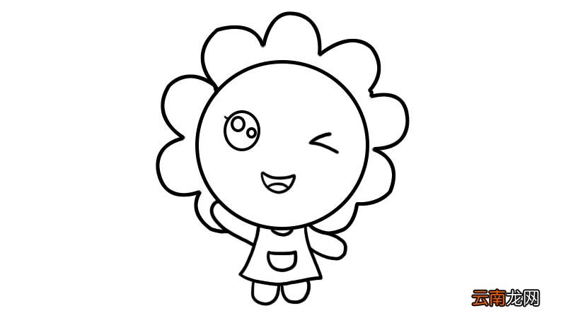 小女孩挥手简笔画