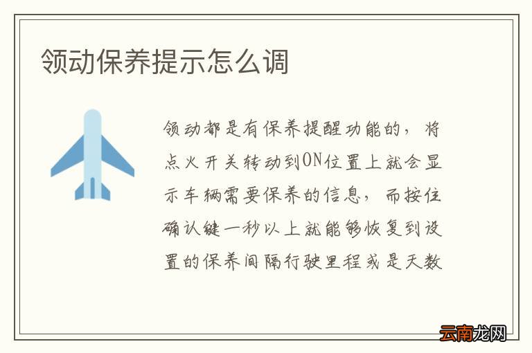 领动保养提示怎么调