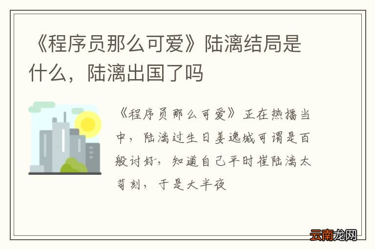 《程序员那么可爱》陆漓结局是什么，陆漓出国了吗