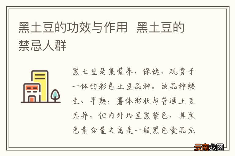 黑土豆的功效与作用黑土豆的禁忌人群