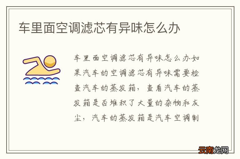 车里面空调滤芯有异味怎么办