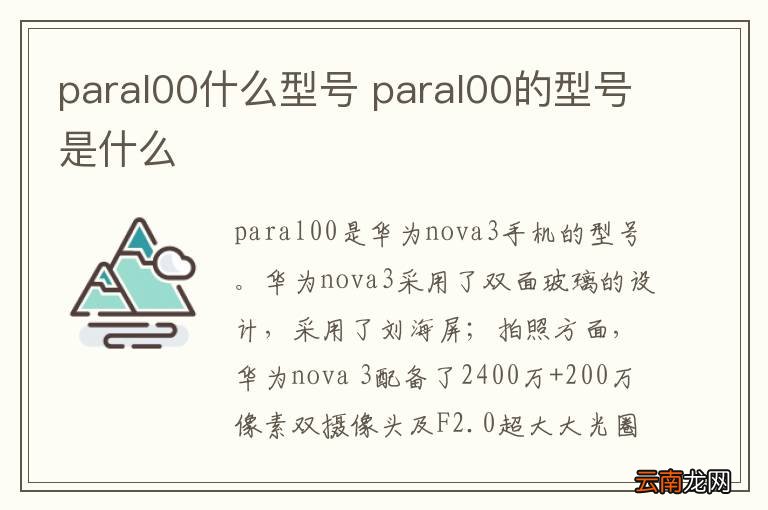 paral00什么型号 paral00的型号是什么