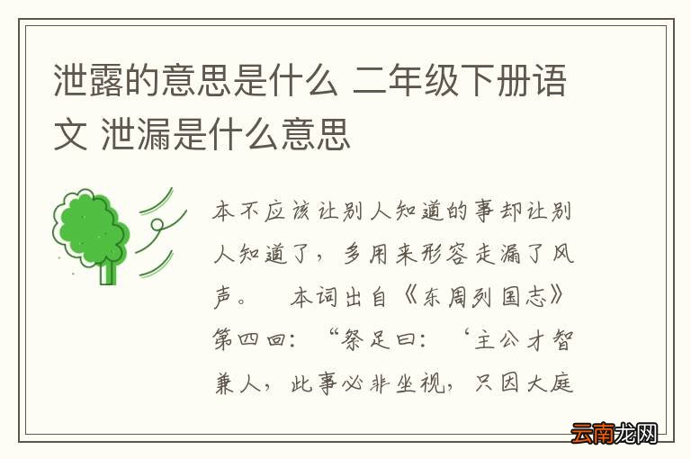 泄露的意思是什么 二年级下册语文 泄漏是什么意思