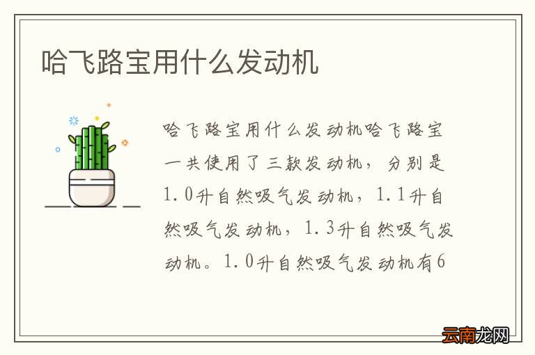 哈飞路宝用什么发动机