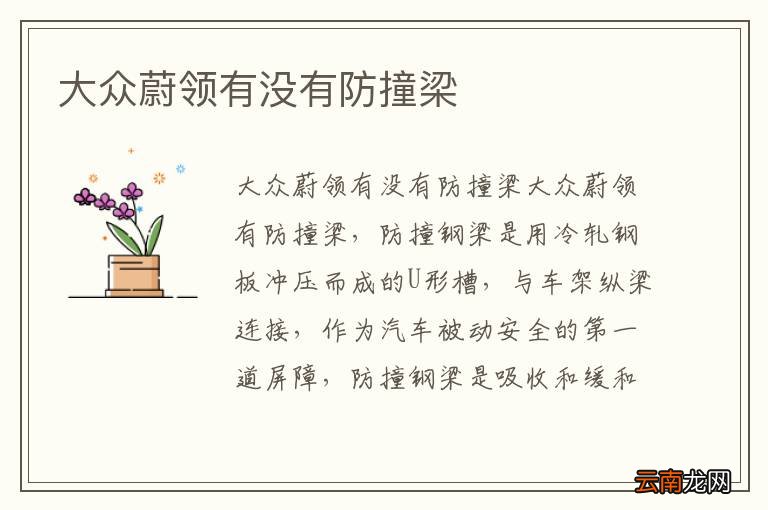大众蔚领有没有防撞梁