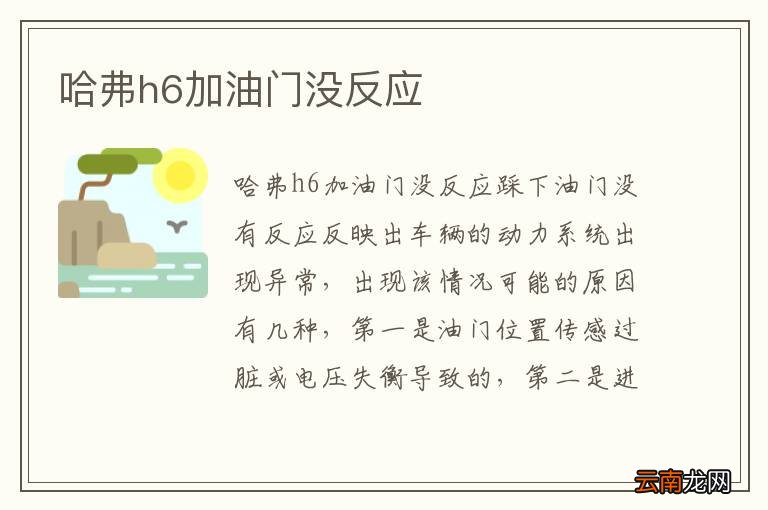 哈弗h6加油门没反应