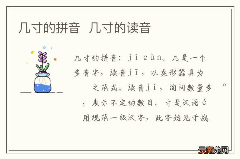 几寸的拼音几寸的读音