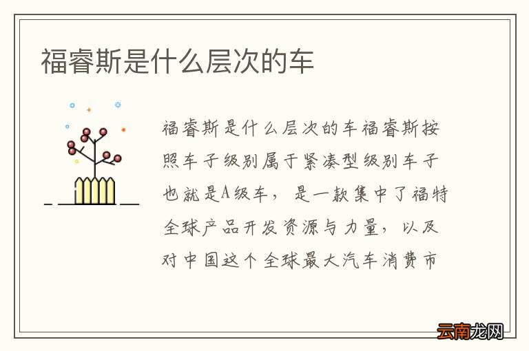 福睿斯是什么层次的车