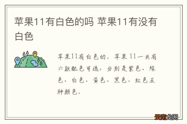 苹果11有白色的吗 苹果11有没有白色