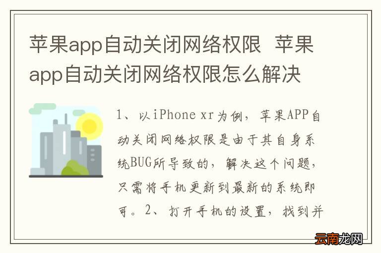 苹果app自动关闭网络权限苹果app自动关闭网络权限怎么解决