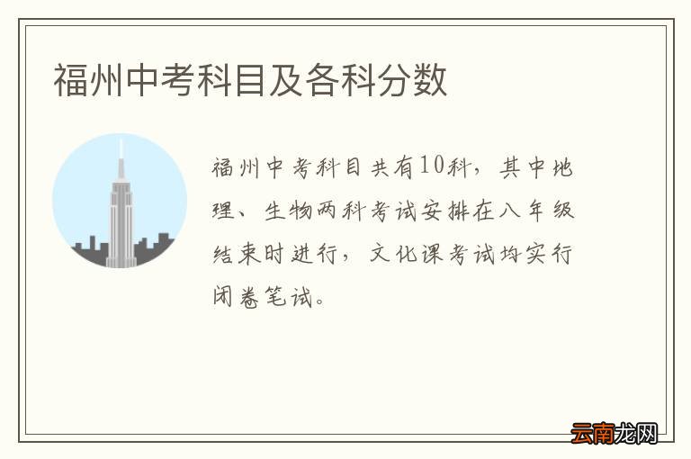 福州中考科目及各科分数