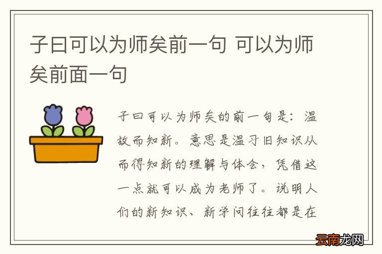 子曰可以为师矣前一句 可以为师矣前面一句