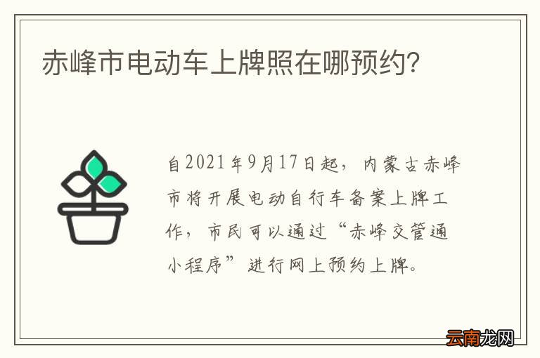 赤峰市电动车上牌照在哪预约？