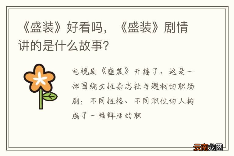 《盛装》好看吗，《盛装》剧情讲的是什么故事？