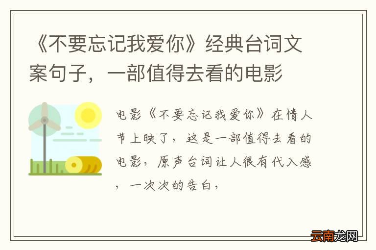 《不要忘记我爱你》经典台词文案句子，一部值得去看的电影