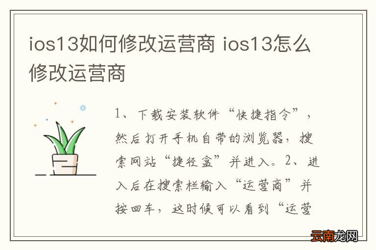 ios13如何修改运营商 ios13怎么修改运营商