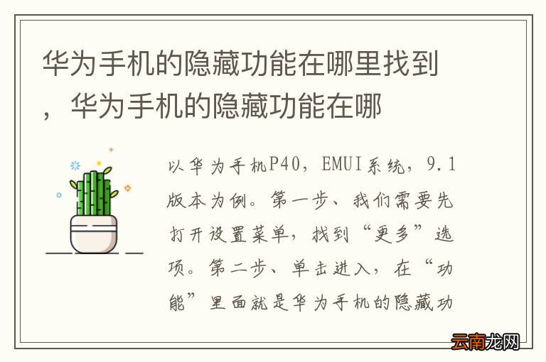 华为手机的隐藏功能在哪里找到，华为手机的隐藏功能在哪