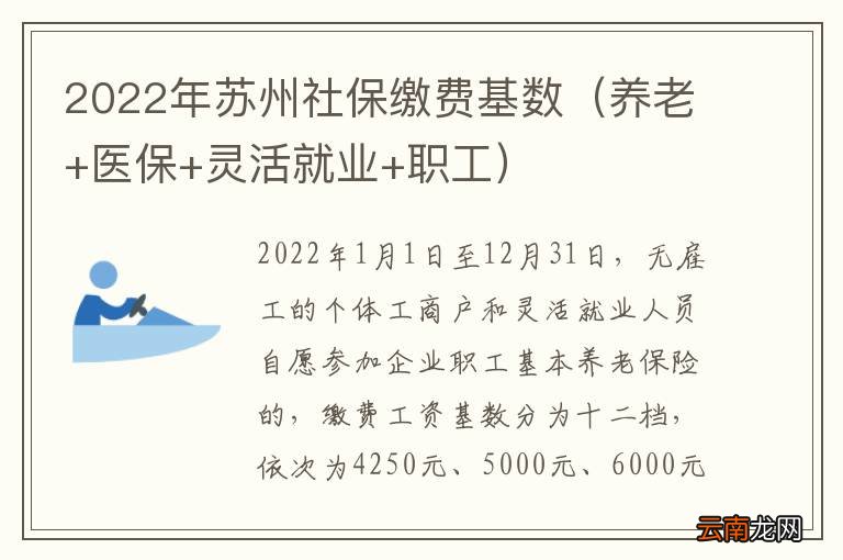 养老+医保+灵活就业+职工 2022年苏州社保缴费基数