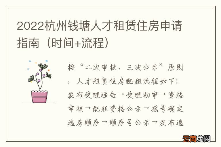 时间+流程 2022杭州钱塘人才租赁住房申请指南