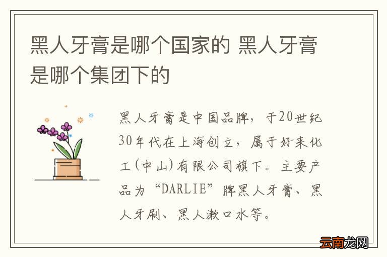 黑人牙膏是哪个国家的 黑人牙膏是哪个集团下的