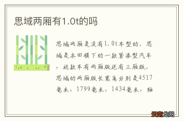 思域两厢有1.0t的吗