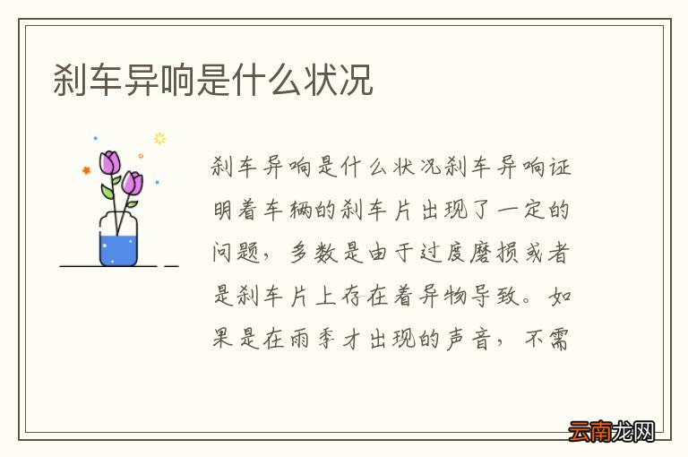 刹车异响是什么状况