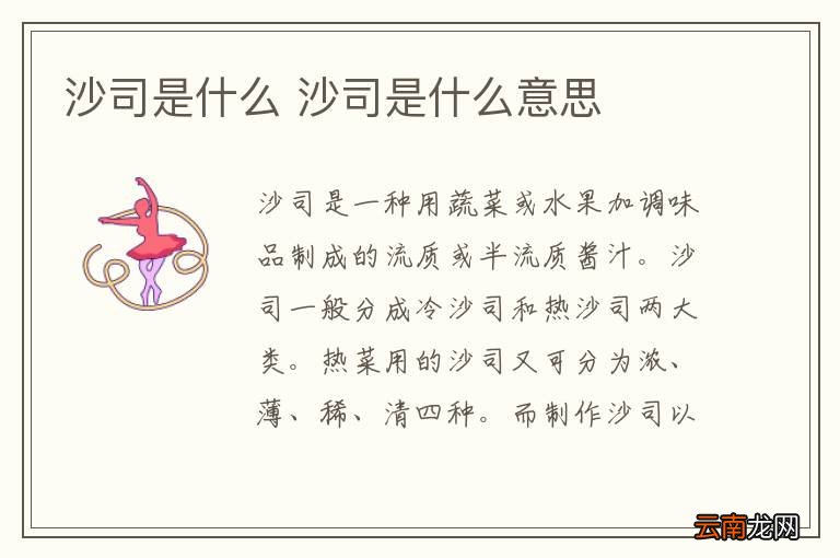 沙司是什么 沙司是什么意思