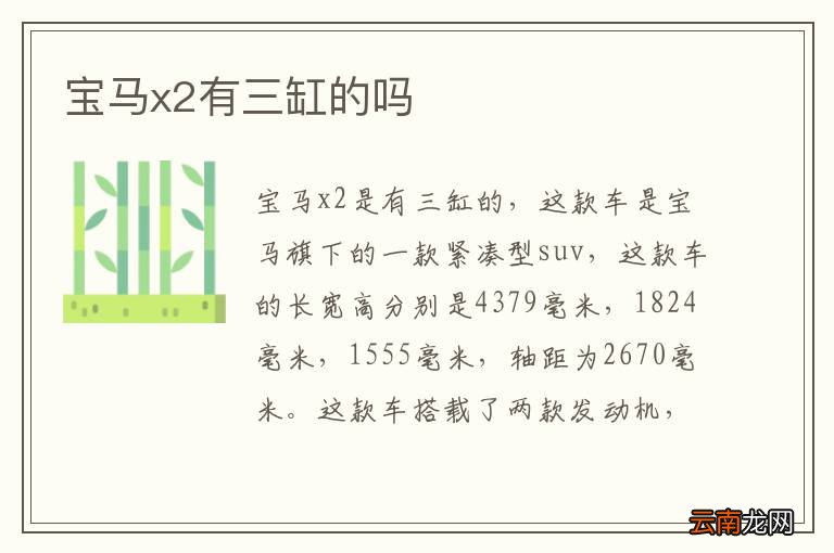 宝马x2有三缸的吗