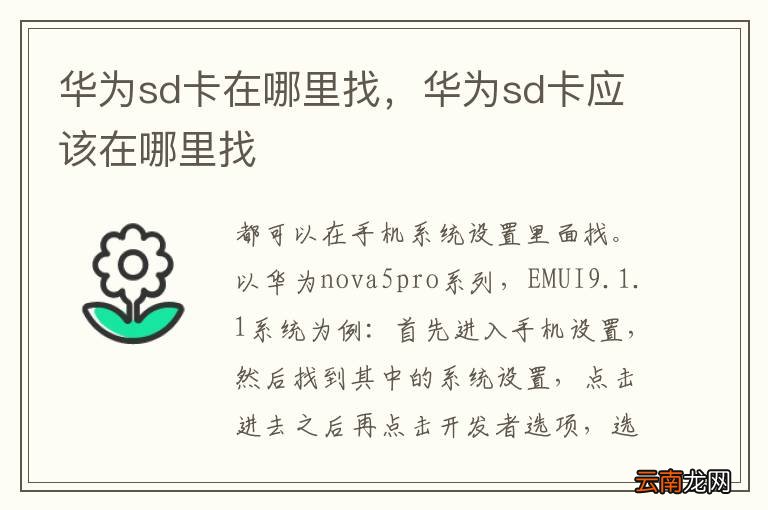 华为sd卡在哪里找，华为sd卡应该在哪里找