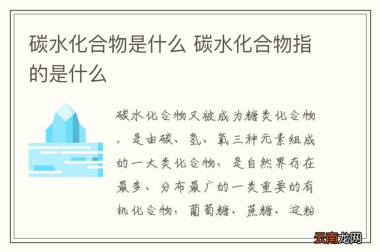 碳水化合物是什么 碳水化合物指的是什么