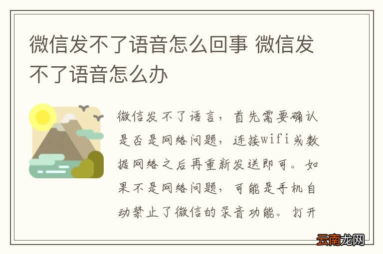 微信发不了语音怎么回事 微信发不了语音怎么办