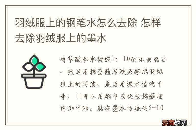 羽绒服上的钢笔水怎么去除 怎样去除羽绒服上的墨水
