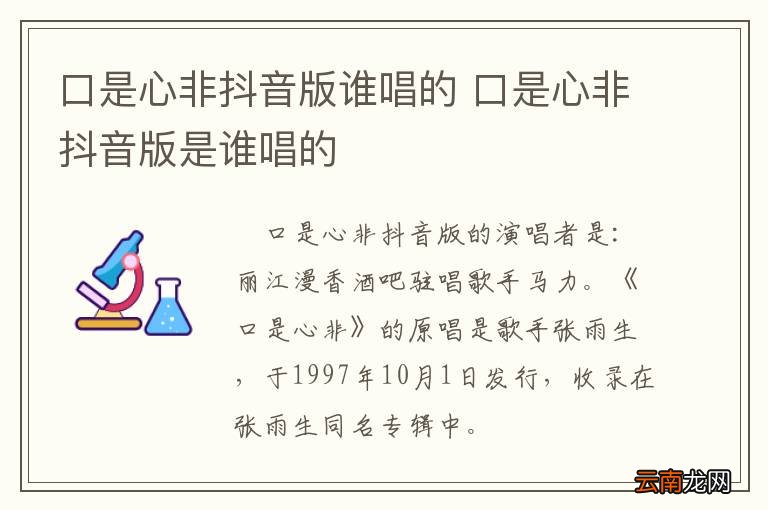 口是心非抖音版谁唱的 口是心非抖音版是谁唱的