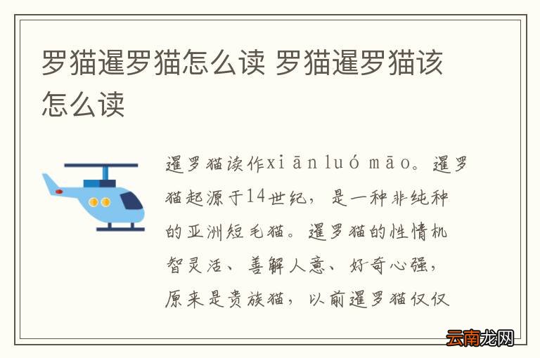 罗猫暹罗猫怎么读 罗猫暹罗猫该怎么读