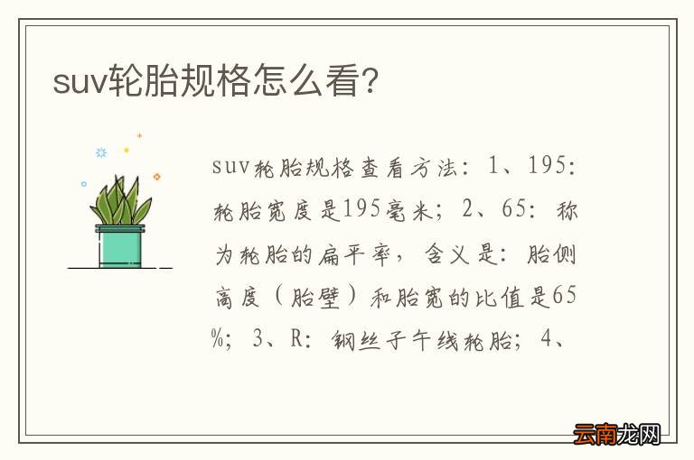 suv轮胎规格怎么看?