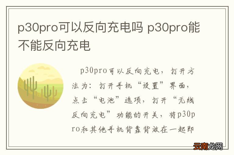 p30pro可以反向充电吗 p30pro能不能反向充电