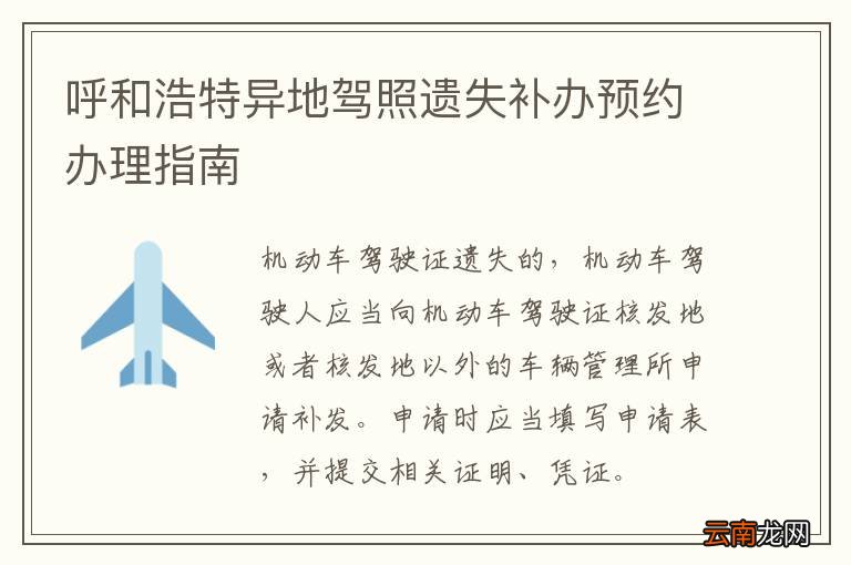 呼和浩特异地驾照遗失补办预约办理指南