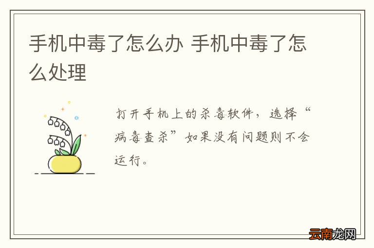 手机中毒了怎么办 手机中毒了怎么处理