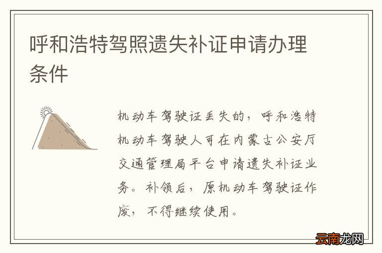 呼和浩特驾照遗失补证申请办理条件