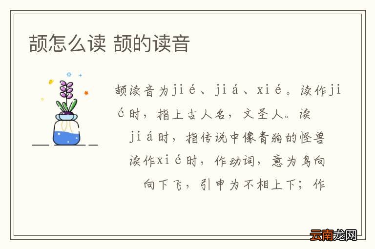颉怎么读 颉的读音