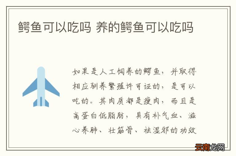 鳄鱼可以吃吗 养的鳄鱼可以吃吗