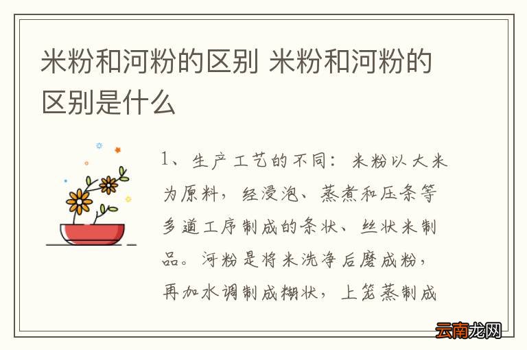 米粉和河粉的区别 米粉和河粉的区别是什么