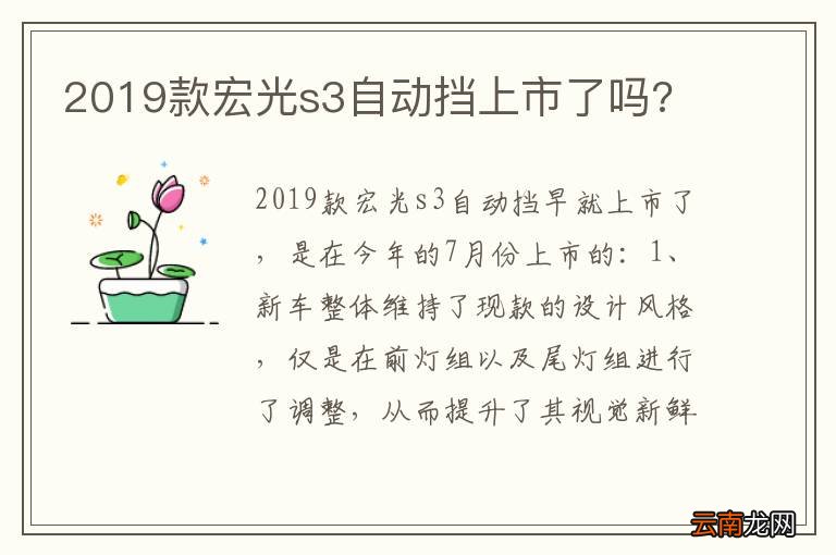 2019款宏光s3自动挡上市了吗?