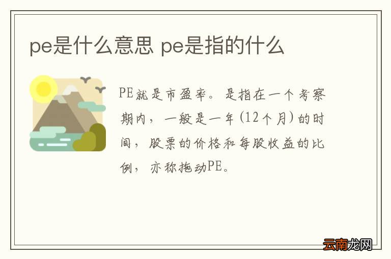 pe是什么意思 pe是指的什么