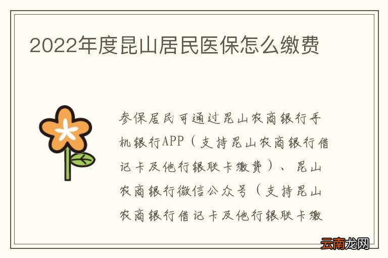 2022年度昆山居民医保怎么缴费