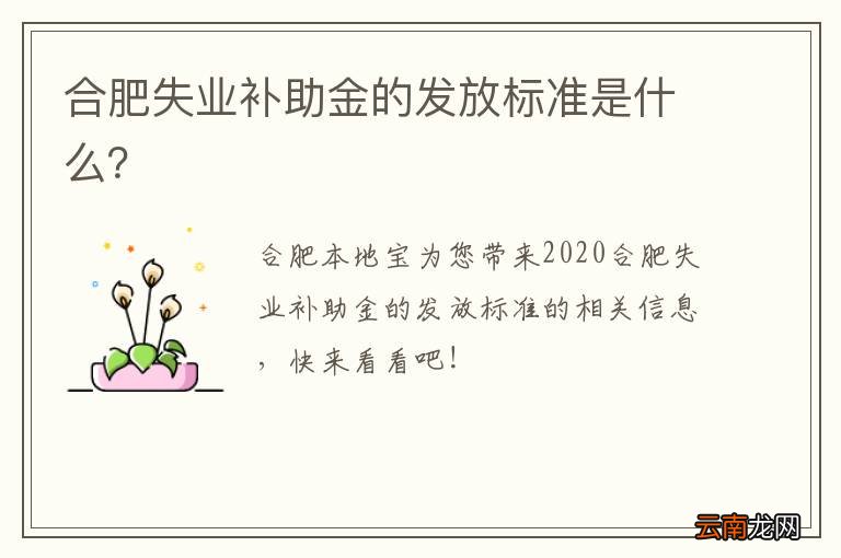 合肥失业补助金的发放标准是什么？