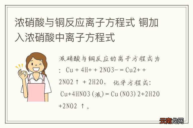 浓硝酸与铜反应离子方程式 铜加入浓硝酸中离子方程式