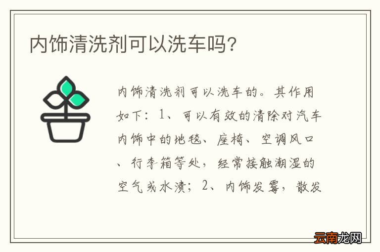 内饰清洗剂可以洗车吗?