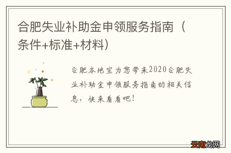 条件+标准+材料 合肥失业补助金申领服务指南